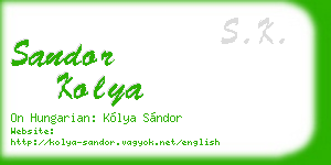 sandor kolya business card