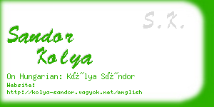 sandor kolya business card